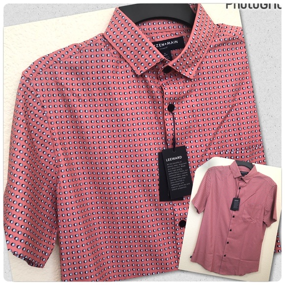 MIZZEN+MAIN Mens Small Trim Fit Leeward Button Front Shirt Short Sleeve NWT $118